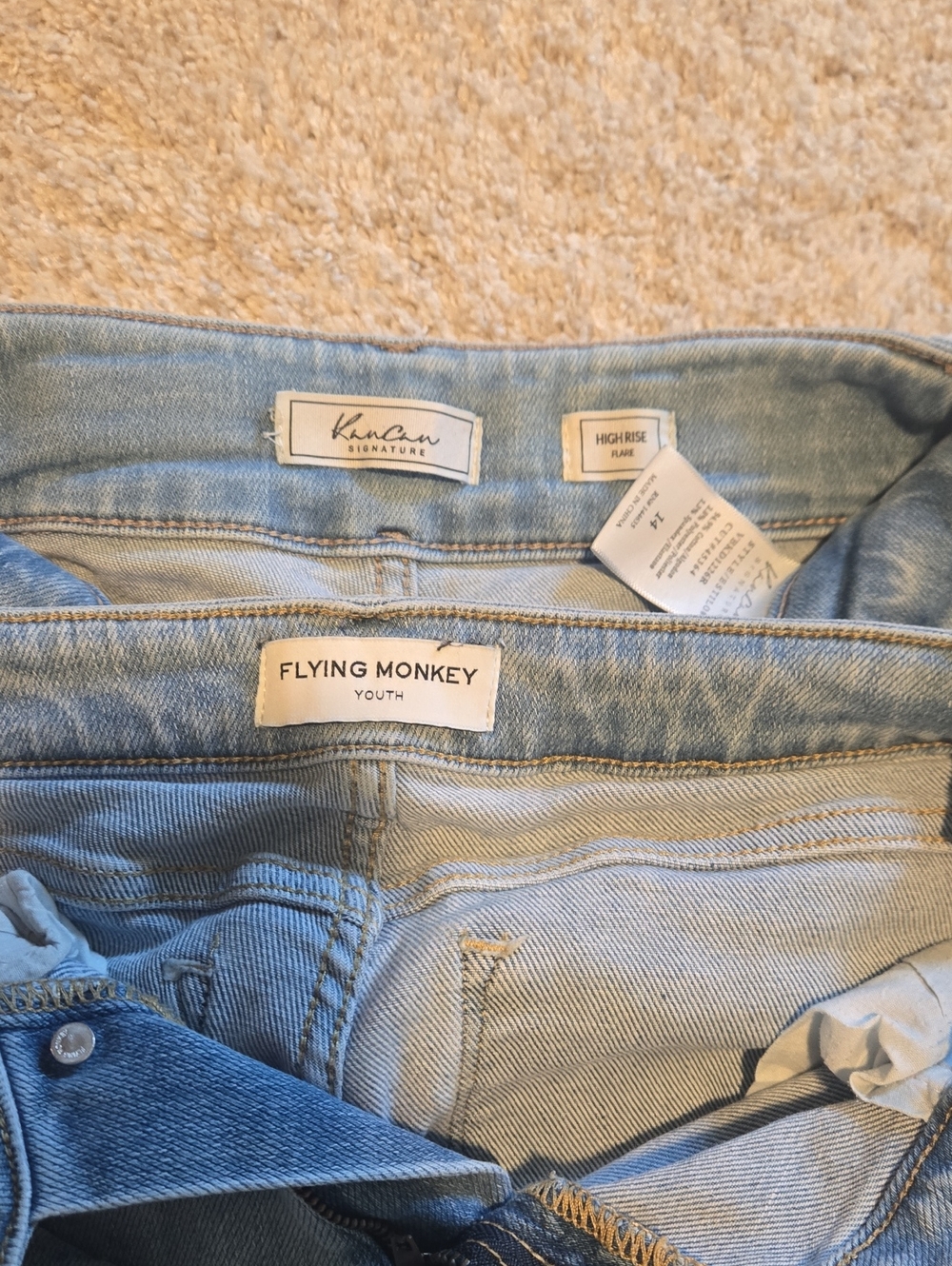 Flying Monkey and Kan Kan Light Wash High-Rise Glare Girl's Jeans